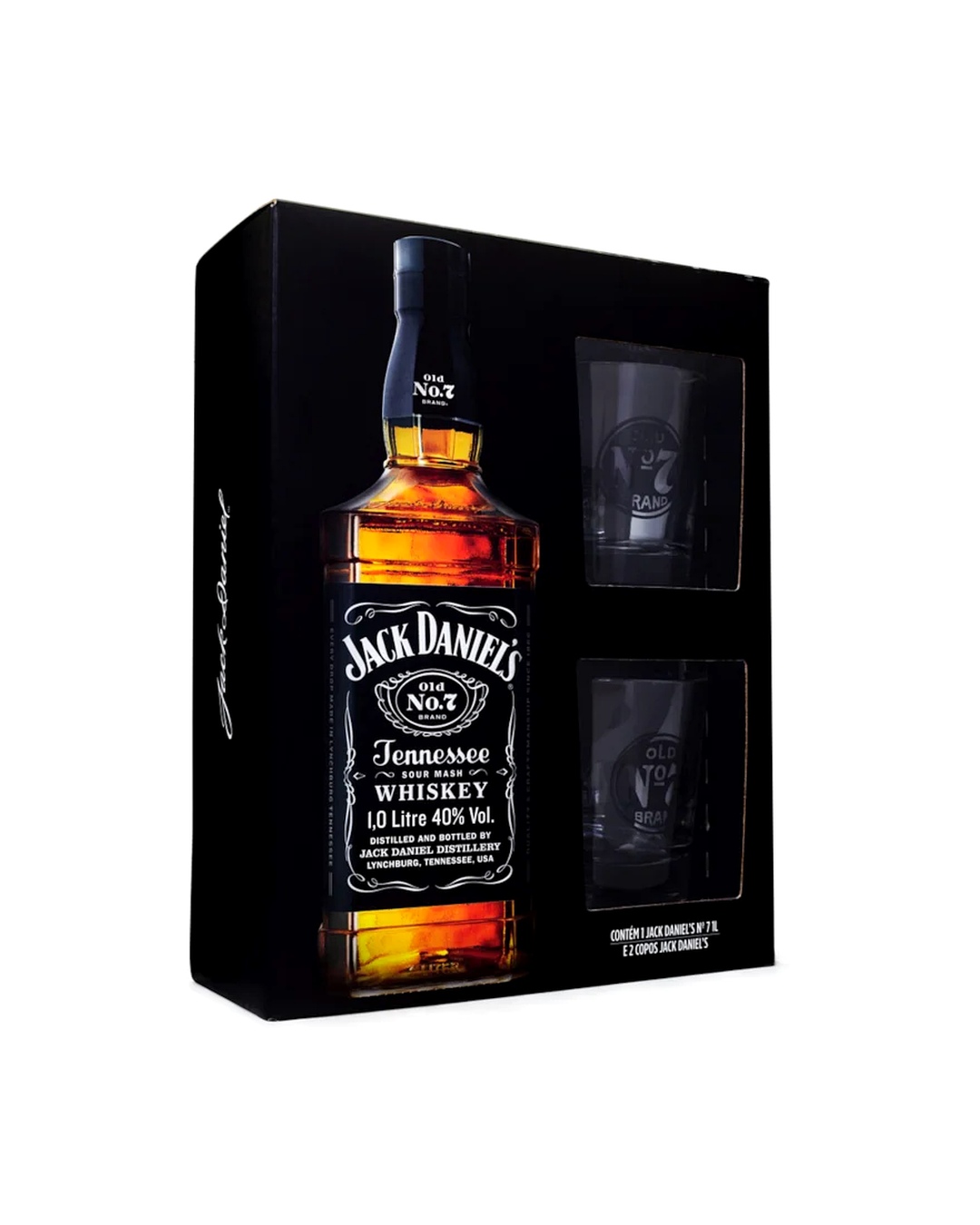 Jack Daniel Tw 1L + 2 Whiskey Glasses